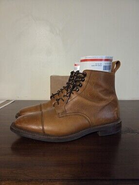 Herring Keswick Grained Tan Cap-Toe Boots UK 10.5F Fits US 12 Cheaney England